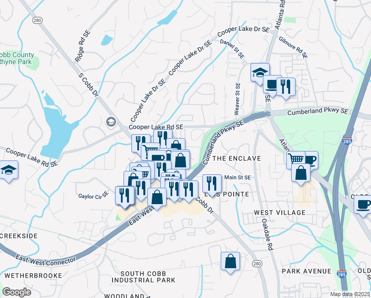 map of restaurants, bars, coffee shops, grocery stores, and more near 1888 Fox Chapel Drive Southeast in Smyrna