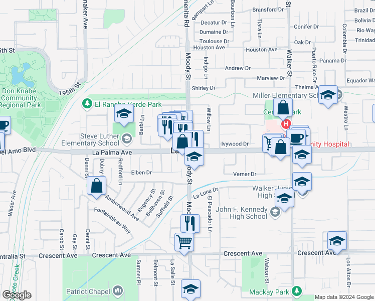 map of restaurants, bars, coffee shops, grocery stores, and more near in La Palma