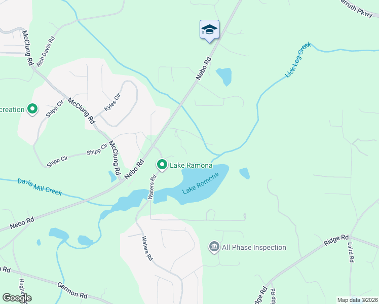 map of restaurants, bars, coffee shops, grocery stores, and more near 6060 Nebo Road in Hiram