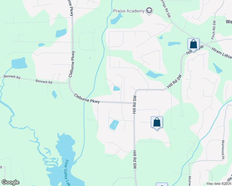 map of restaurants, bars, coffee shops, grocery stores, and more near 5800 County Line Road in Powder Springs
