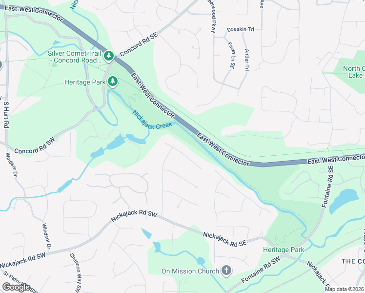 map of restaurants, bars, coffee shops, grocery stores, and more near 61 Anne Boleyn Court Southeast in Mableton