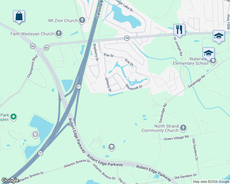 map of restaurants, bars, coffee shops, grocery stores, and more near 4496 Ontario Drive in Little River