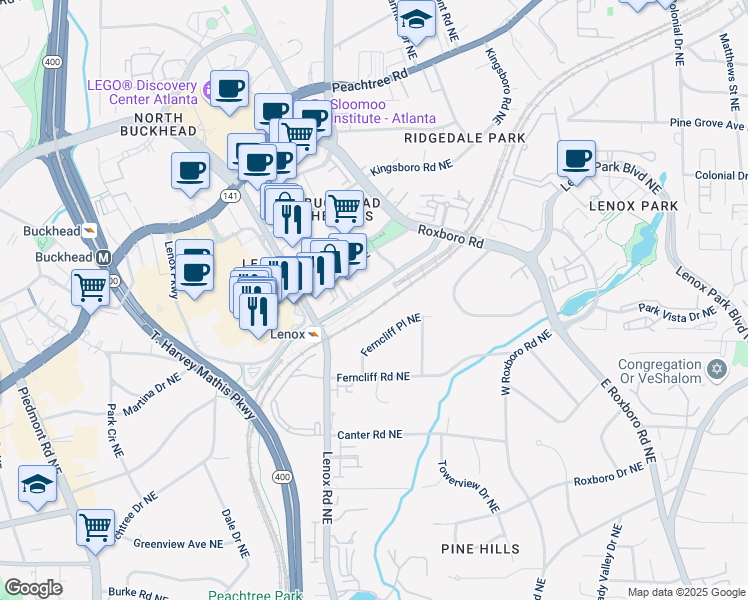 map of restaurants, bars, coffee shops, grocery stores, and more near 3318 Ferncliff Place Northeast in Atlanta
