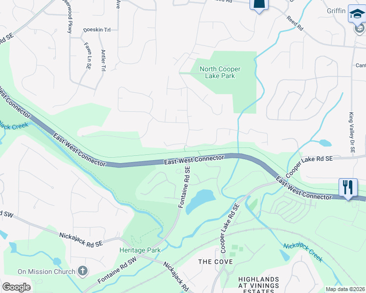 map of restaurants, bars, coffee shops, grocery stores, and more near 462 Cooper Woods Court Southeast in Smyrna