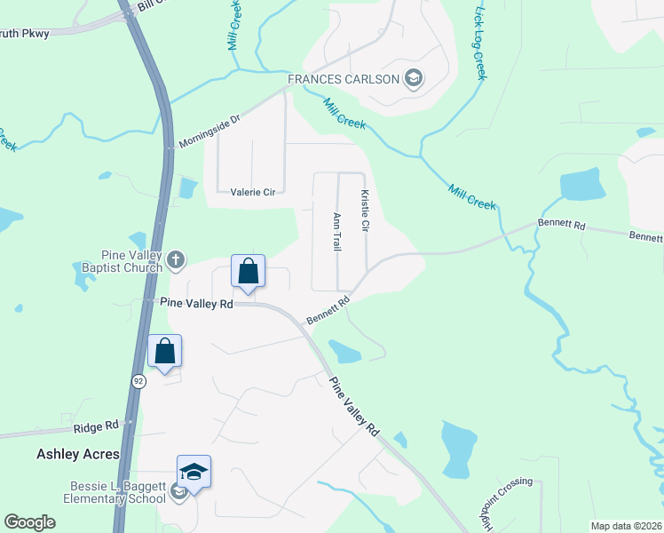 map of restaurants, bars, coffee shops, grocery stores, and more near 59 Ann Trail in Powder Springs
