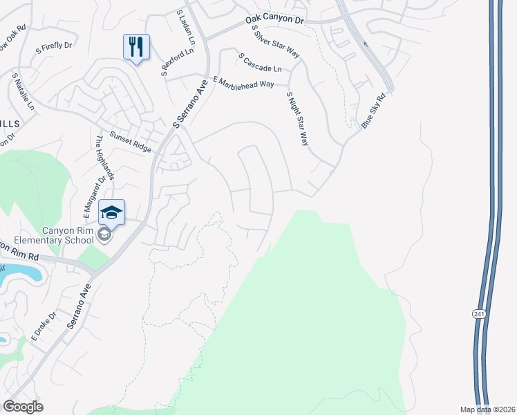 map of restaurants, bars, coffee shops, grocery stores, and more near 8140 Morning Sun Lane in Anaheim