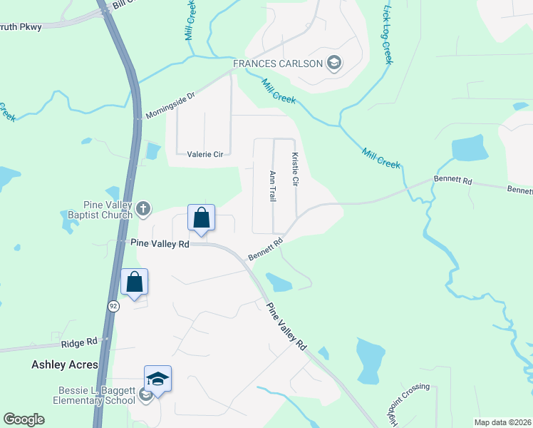 map of restaurants, bars, coffee shops, grocery stores, and more near 59 Ann Trail in Powder Springs