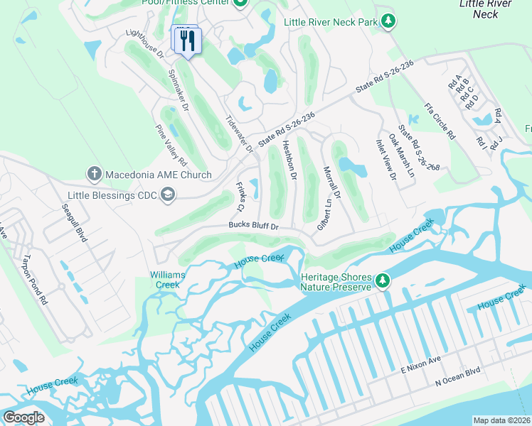 map of restaurants, bars, coffee shops, grocery stores, and more near 4909 Bucks Bluff Drive in North Myrtle Beach