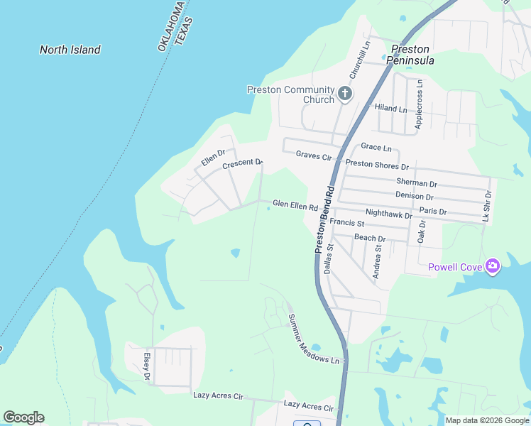 map of restaurants, bars, coffee shops, grocery stores, and more near 40 Post Oak Drive in Pottsboro