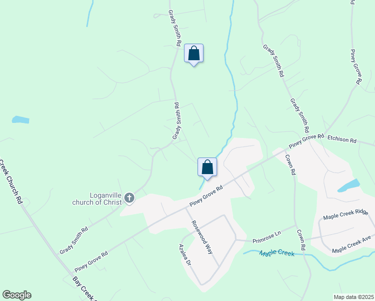 map of restaurants, bars, coffee shops, grocery stores, and more near 3855 Grady Smith Road in Loganville