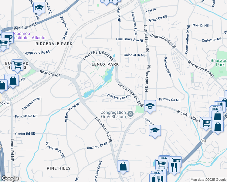 map of restaurants, bars, coffee shops, grocery stores, and more near 3123 Gables Drive Northeast in Atlanta