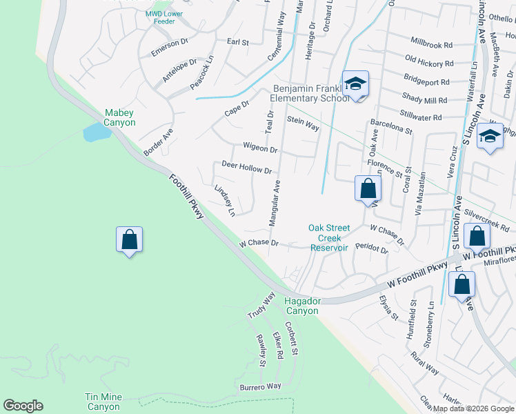 map of restaurants, bars, coffee shops, grocery stores, and more near 3165 Forest View Drive in Corona