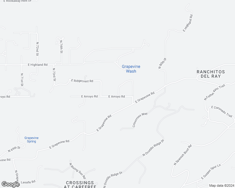 map of restaurants, bars, coffee shops, grocery stores, and more near 7708 East Arroyo Road in Cave Creek