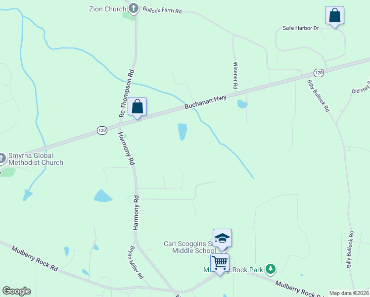 map of restaurants, bars, coffee shops, grocery stores, and more near 8277 Buchanan Highway in Dallas