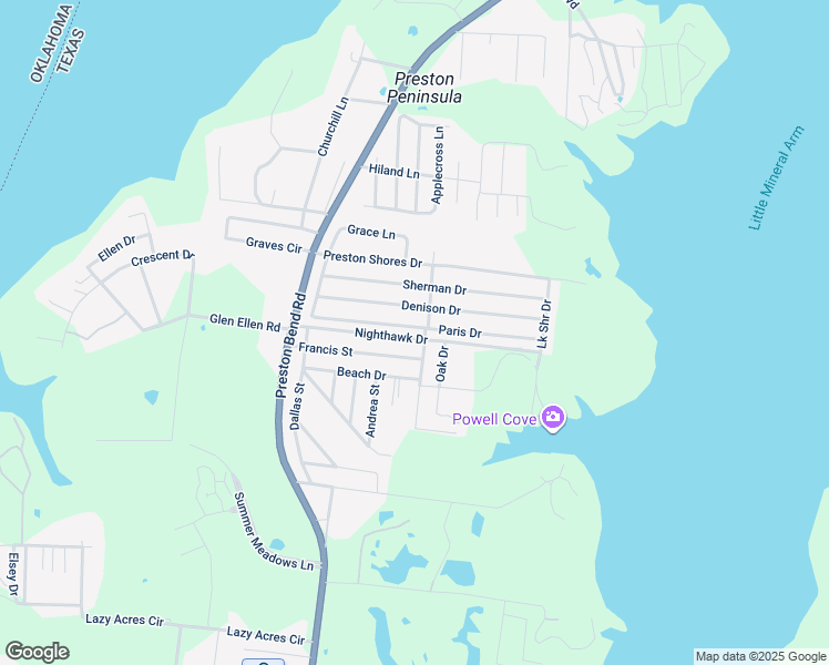 map of restaurants, bars, coffee shops, grocery stores, and more near 30 McLean Drive in Pottsboro