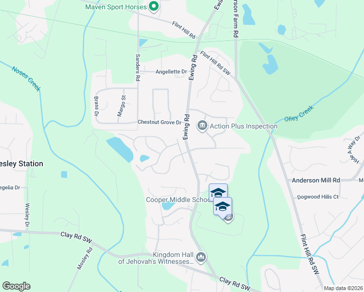 map of restaurants, bars, coffee shops, grocery stores, and more near 4167 Cattail Court in Austell