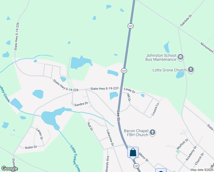 map of restaurants, bars, coffee shops, grocery stores, and more near 280 Lanier Road in Johnston