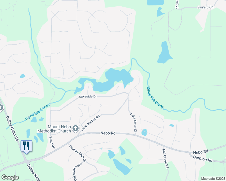map of restaurants, bars, coffee shops, grocery stores, and more near 25 Clay Court in Hiram