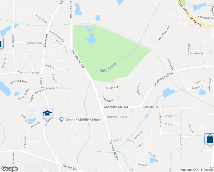 map of restaurants, bars, coffee shops, grocery stores, and more near 2342 Greenside Place in Austell
