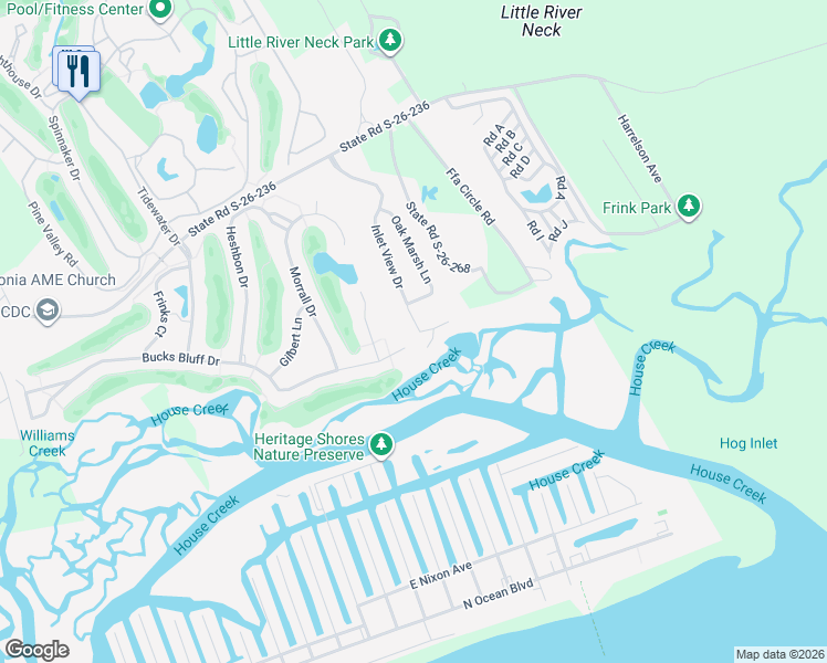 map of restaurants, bars, coffee shops, grocery stores, and more near 913 Inlet View Drive in North Myrtle Beach