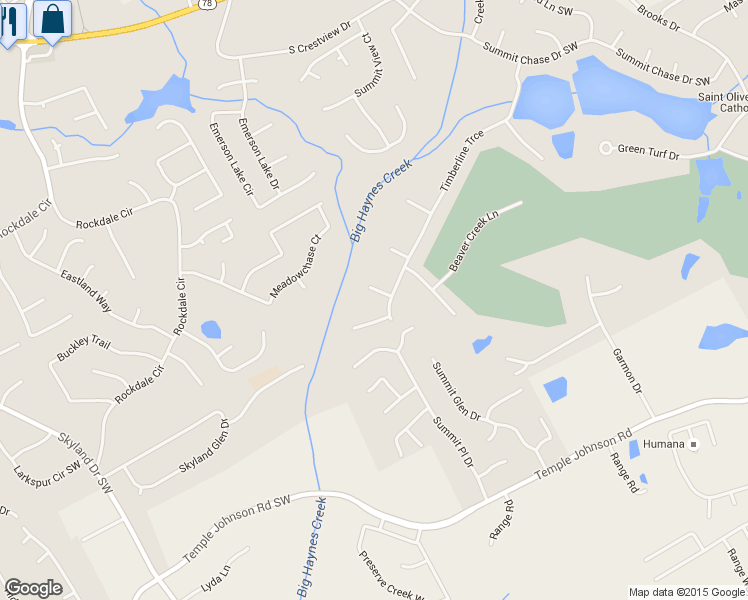 map of restaurants, bars, coffee shops, grocery stores, and more near 2985 Aspen Ridge Court in Snellville