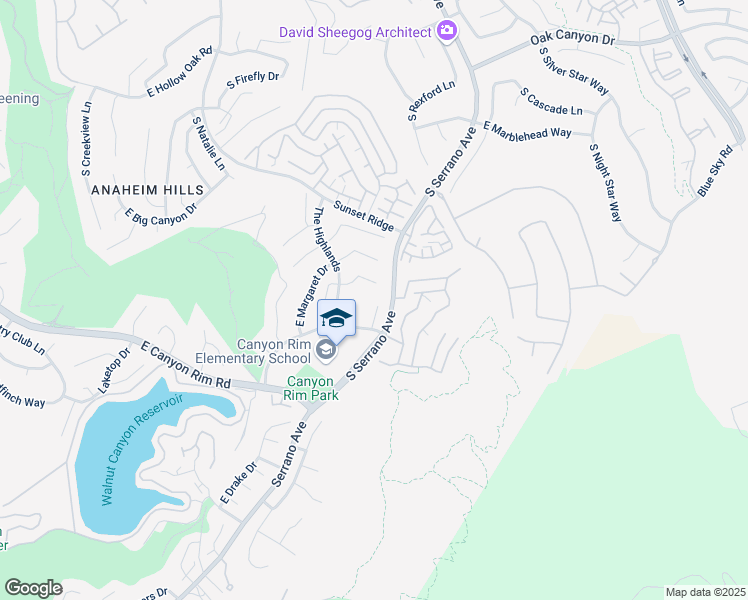 map of restaurants, bars, coffee shops, grocery stores, and more near 7870 East Viewmount Court in Anaheim