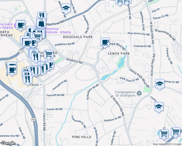 map of restaurants, bars, coffee shops, grocery stores, and more near 35 Kenmare Hall Northeast in Atlanta