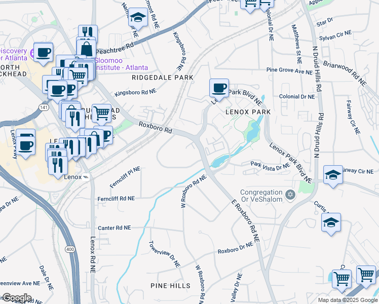 map of restaurants, bars, coffee shops, grocery stores, and more near 35 Kenmare Hall Northeast in Atlanta