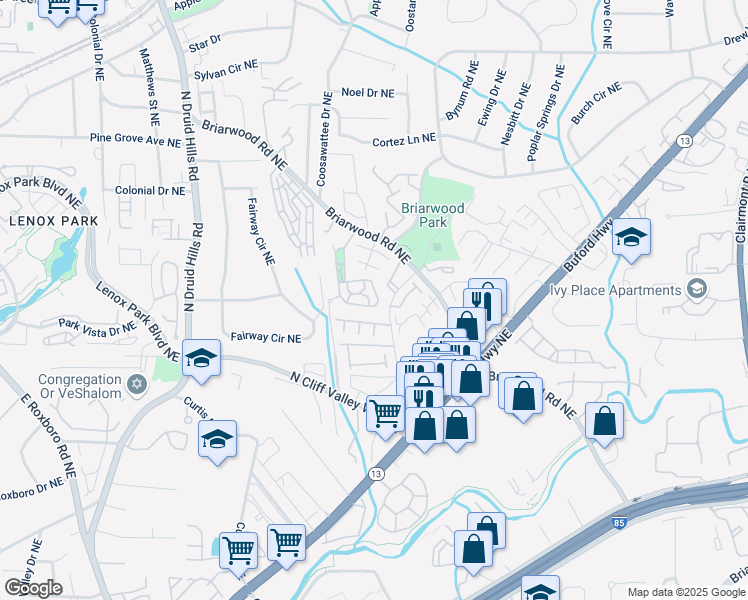 map of restaurants, bars, coffee shops, grocery stores, and more near 2065 Morrison Avenue in Brookhaven