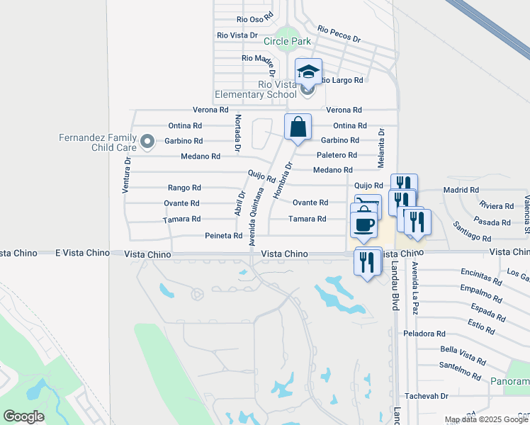 map of restaurants, bars, coffee shops, grocery stores, and more near 27695 Hombria Drive in Cathedral City