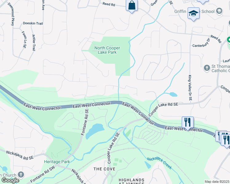 map of restaurants, bars, coffee shops, grocery stores, and more near 4580 Saddle Court in Smyrna