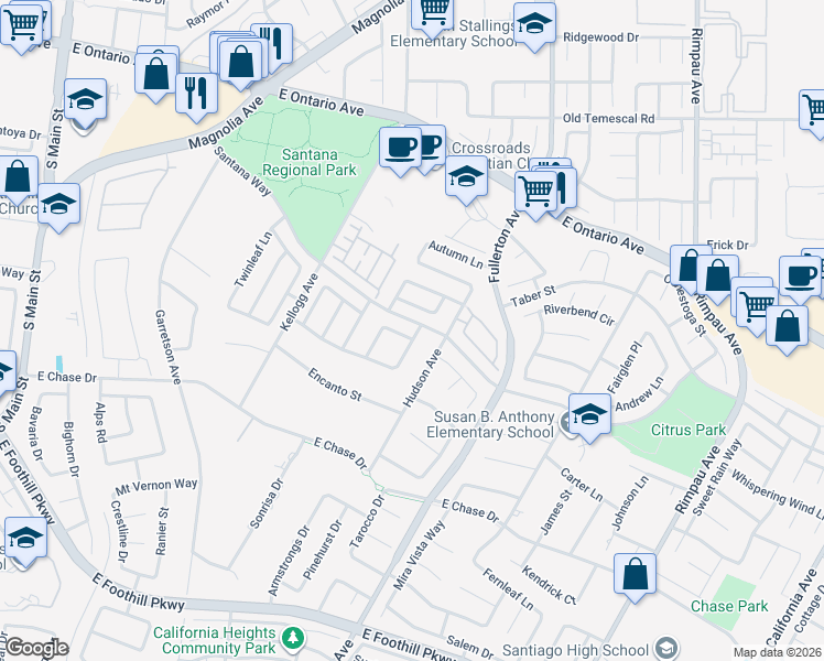 map of restaurants, bars, coffee shops, grocery stores, and more near 825 Country Manor Drive in Corona