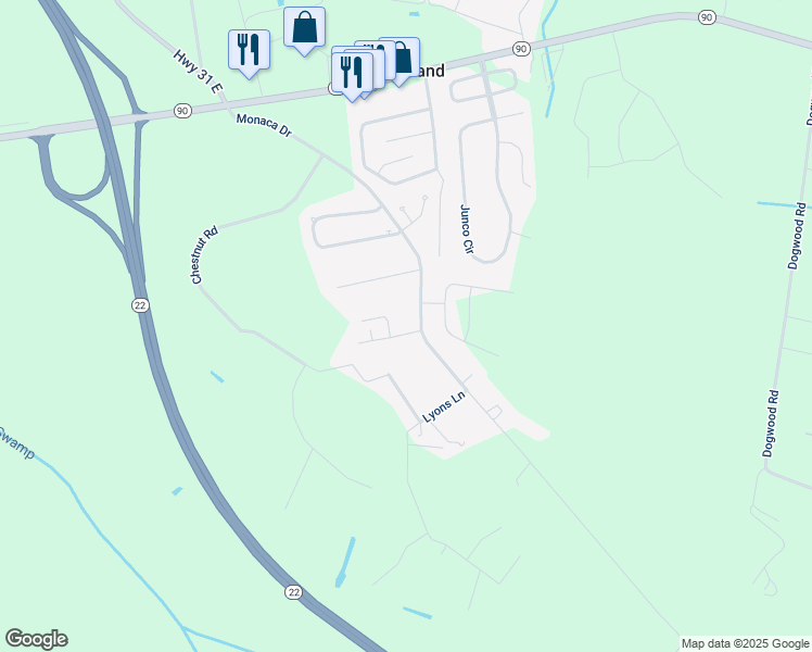 map of restaurants, bars, coffee shops, grocery stores, and more near 4910 Warrencliffe Way in Longs