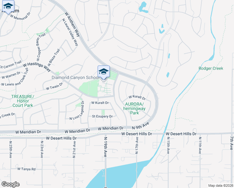map of restaurants, bars, coffee shops, grocery stores, and more near 39836 North Messner Way in Phoenix