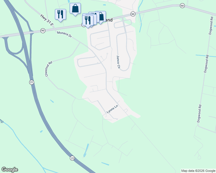 map of restaurants, bars, coffee shops, grocery stores, and more near 4910 Warrencliffe Way in Longs