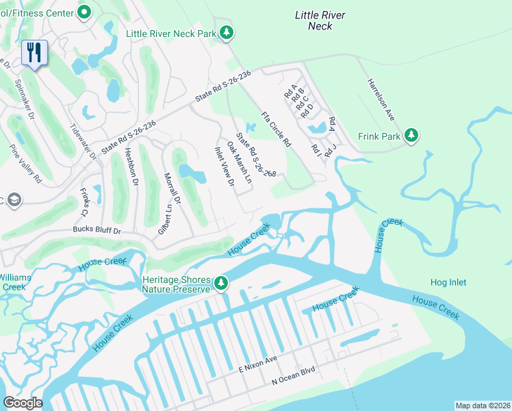 map of restaurants, bars, coffee shops, grocery stores, and more near 913 Inlet View Drive in North Myrtle Beach