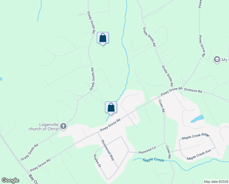 map of restaurants, bars, coffee shops, grocery stores, and more near 3711 Rambling Woods Drive in Loganville