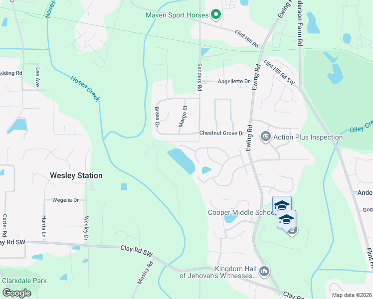 map of restaurants, bars, coffee shops, grocery stores, and more near 2911 Water Lily Court in Austell