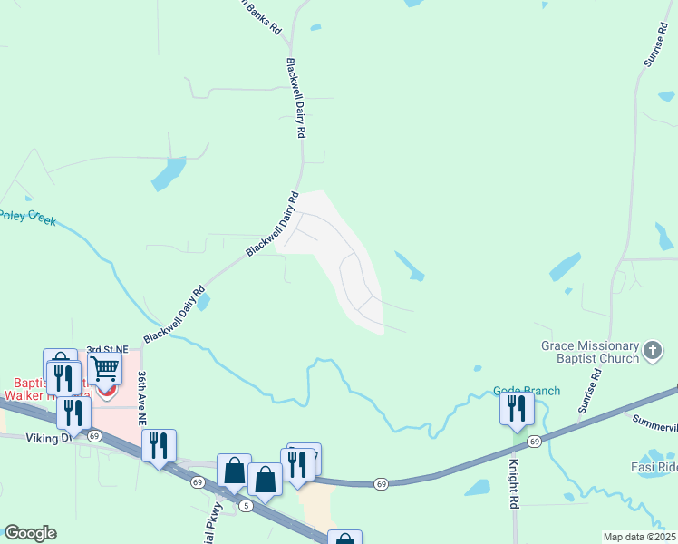 map of restaurants, bars, coffee shops, grocery stores, and more near 78 Shepherds Loop in Jasper