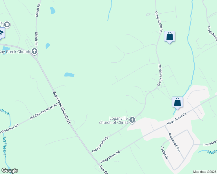 map of restaurants, bars, coffee shops, grocery stores, and more near 3185 Oak Ridge Lane in Loganville