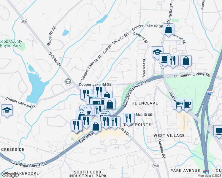 map of restaurants, bars, coffee shops, grocery stores, and more near 4427 Wilkerson Manor Drive in Smyrna