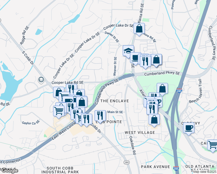 map of restaurants, bars, coffee shops, grocery stores, and more near 4377 Arlene Drive in Smyrna