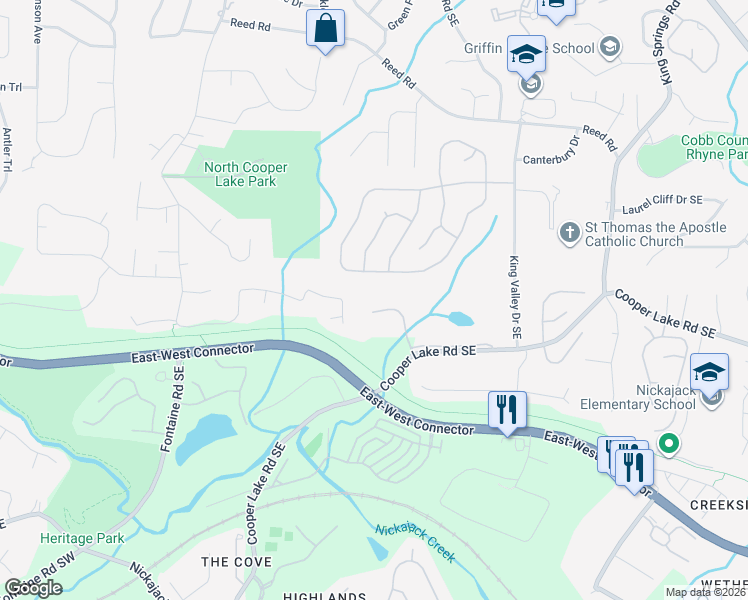 map of restaurants, bars, coffee shops, grocery stores, and more near 1009 Carriage Lane Southeast in Smyrna