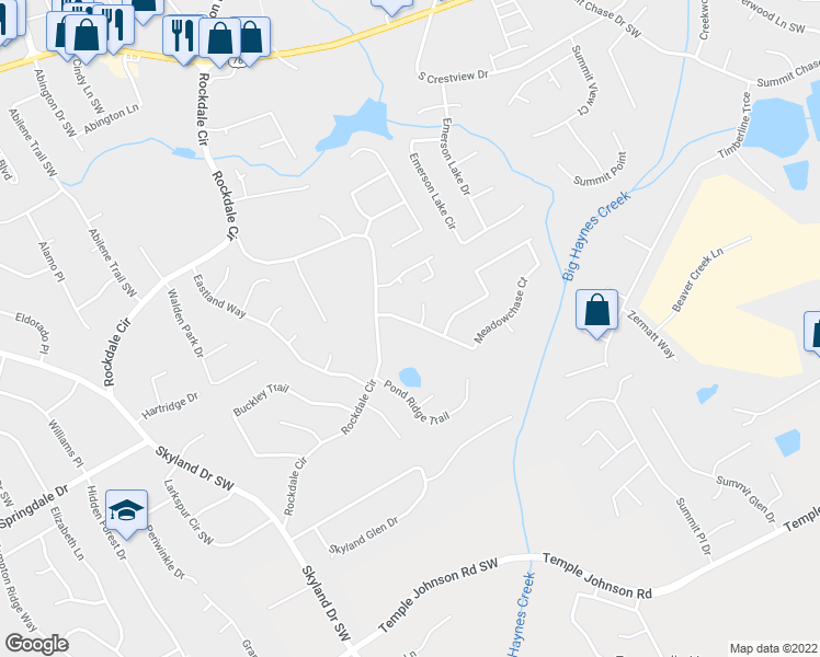 map of restaurants, bars, coffee shops, grocery stores, and more near 1960 Meadowchase Court in Snellville