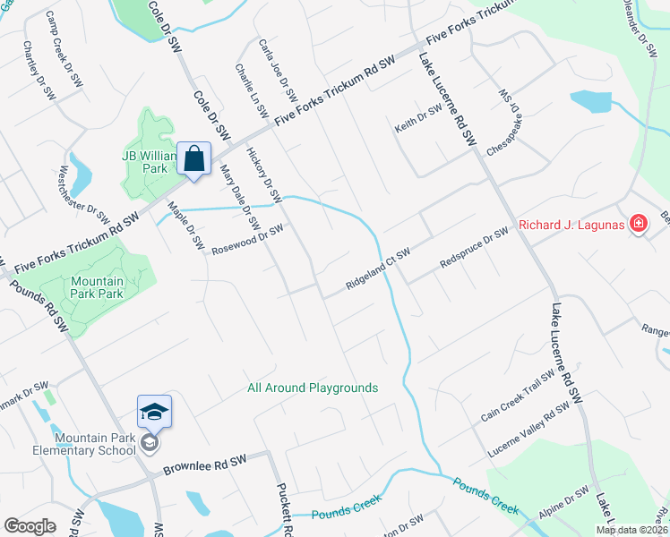 map of restaurants, bars, coffee shops, grocery stores, and more near 4762 Hickory Court Southwest in Lilburn