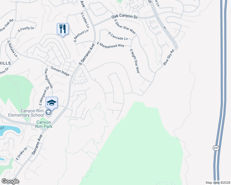 map of restaurants, bars, coffee shops, grocery stores, and more near 1050 South Sunstream Lane in Anaheim