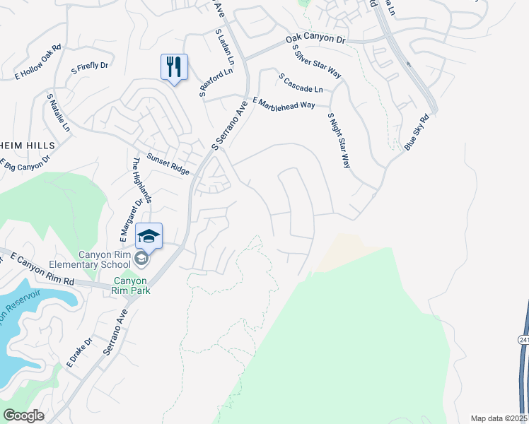 map of restaurants, bars, coffee shops, grocery stores, and more near 1063 South Taylor Court in Anaheim