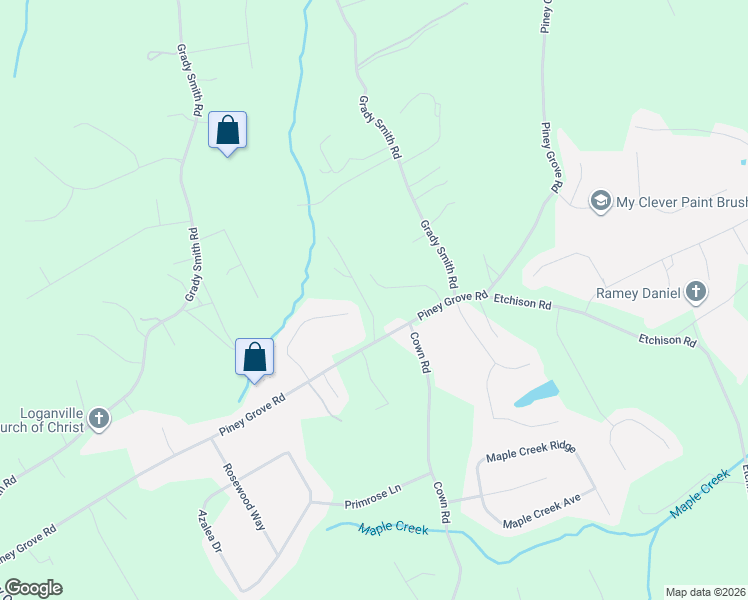 map of restaurants, bars, coffee shops, grocery stores, and more near 3136 Autumn Woods Drive in Loganville