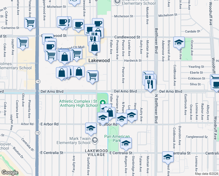 map of restaurants, bars, coffee shops, grocery stores, and more near 4909 Fidler Avenue in Lakewood
