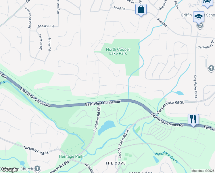 map of restaurants, bars, coffee shops, grocery stores, and more near 2747 Vinings Oaks Court in Smyrna